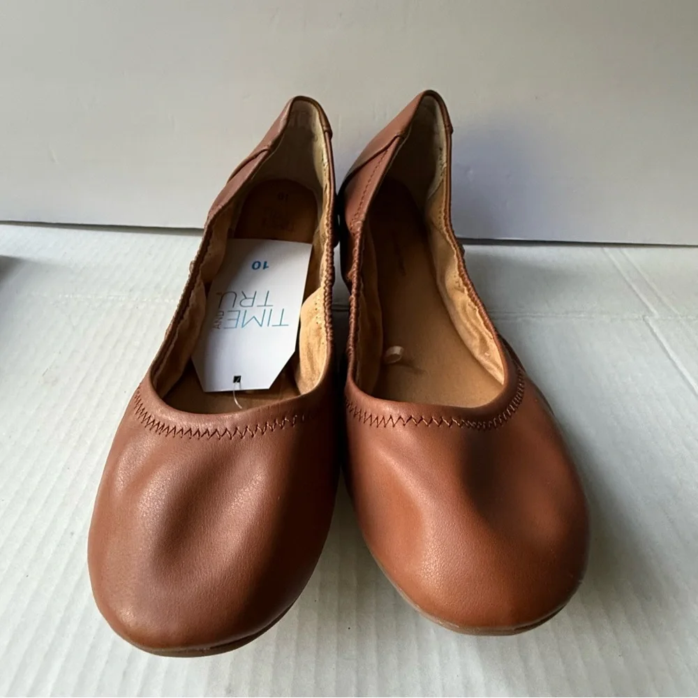 Time and Tru Shoes Women’s Size 10 Brown Ballet Flats Slip‎ On New